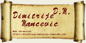 Dimitrije Mančević vizit kartica